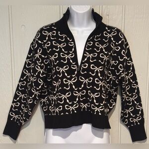 Maeve Anthropologie Petite The Montana Mock-Neck Bows Sweater